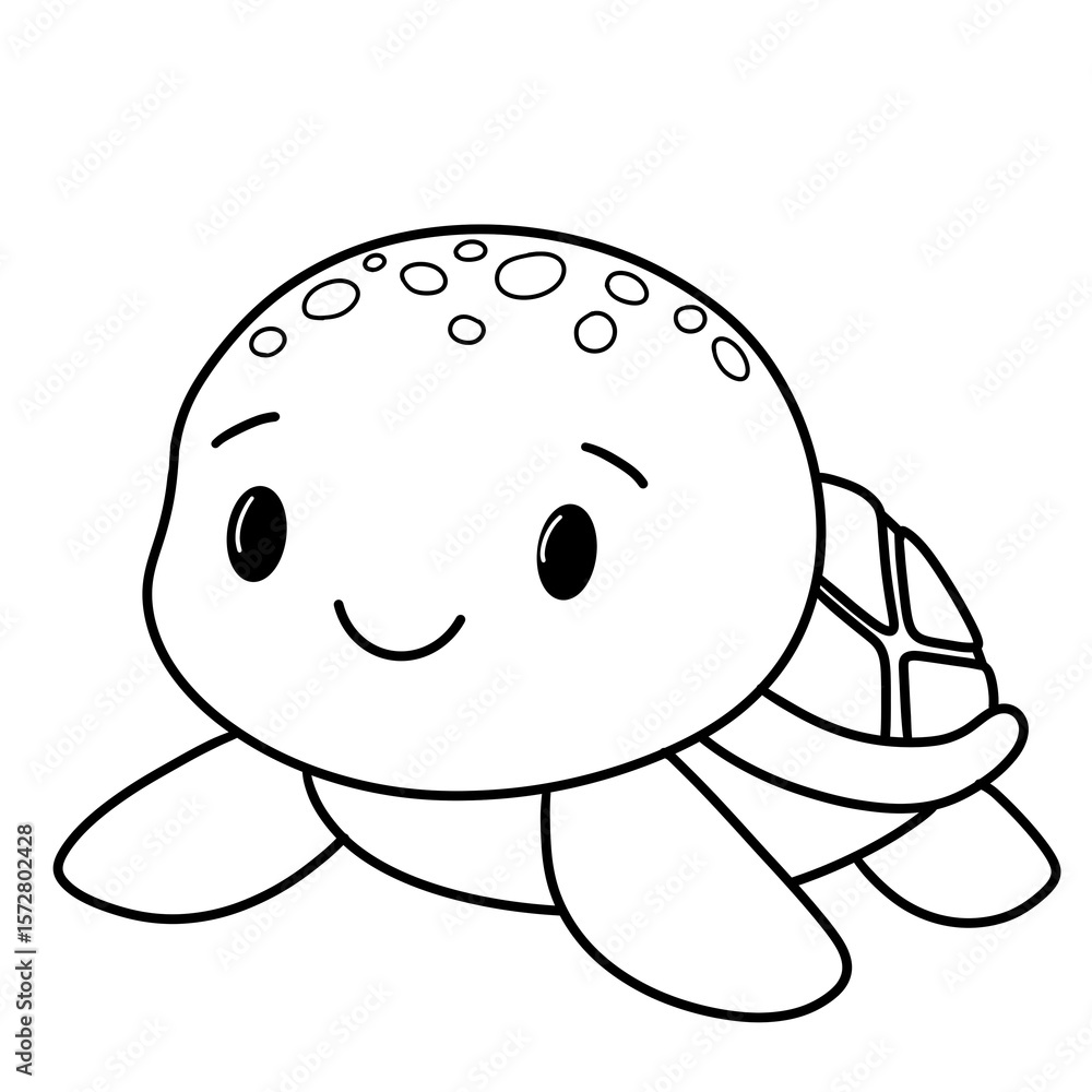 Obraz premium Cute turtle black doodle outline.