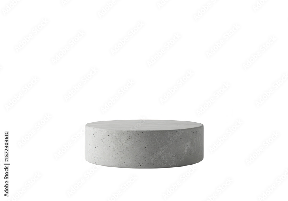 A round concrete podium stands isolated on a transparent background in a studio shot A round concrete podium stands isolated on a transparent background in a studio shot