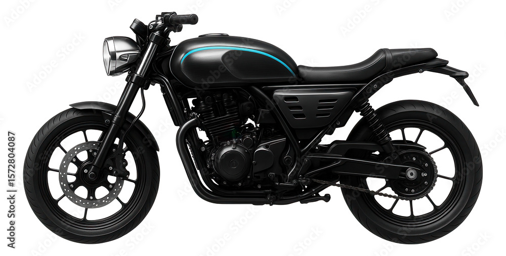 Obraz premium Naked motorcycle with a compact, triangular headlamp and vented side covers