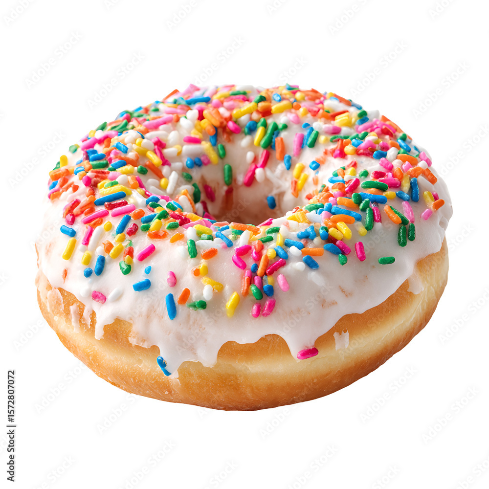 Donut with Colorful Sprinkles Isolated on White Donut with Colorful Sprinkles Isolated on White