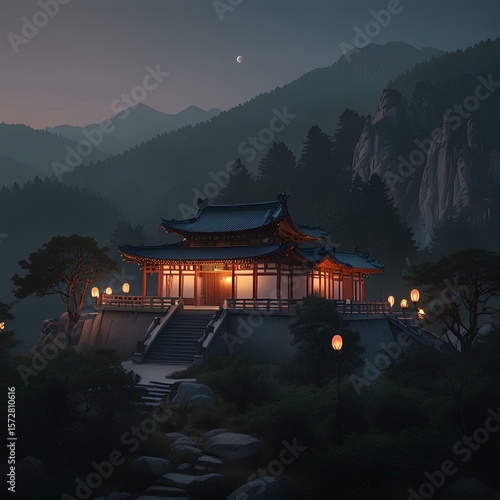 temple, meditaion, forest, monk, light, darkness, 