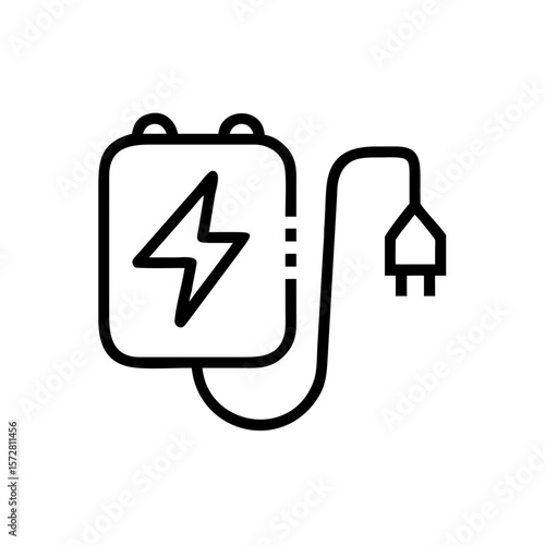 Emergency defibrillator icon with lightning bolt for medical design