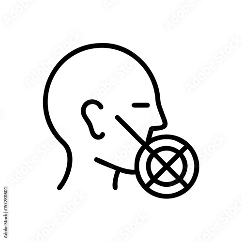No spitting sign with human head icon for hygiene awareness and public health