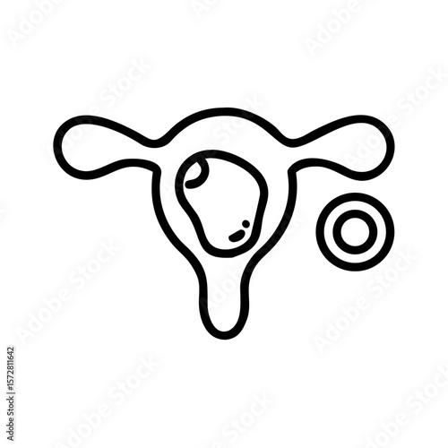 Simplified illustration of ovary with egg for educational and medical use