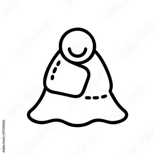 Cozy comfort concept with smiling person wrapped in blanket