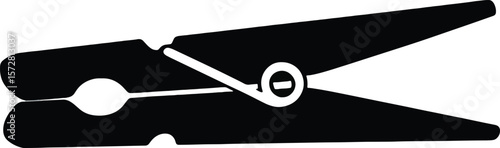 Simple Clothespin Clip Icon Black and White Vector Illustration