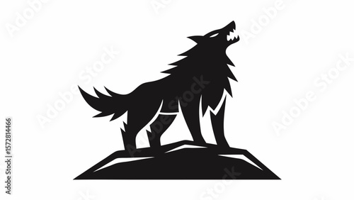 Howling Wolf Silhouette Vector on Cliff Desig