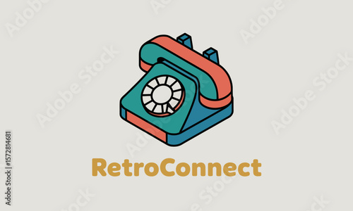 Retro telephone illustration depicts communication nostalgically, showcasing vintage design on a beige background, ideal for technology concepts and with copy space.