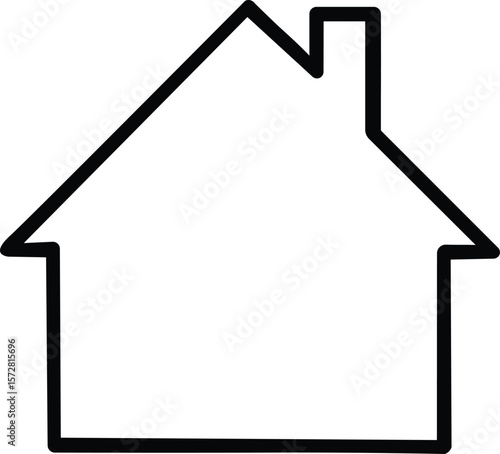 House icon outline isolated on transparent background. Linear vector illustration. Indoor use only symbol