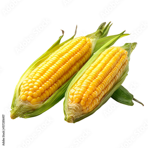 Ears of Sweet Corn Isolated on White