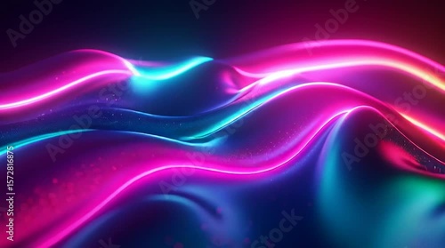 Wallpaper Mural Illustration Abstraite de Lignes Néon Fluides et Lumineuses sur Fond Sombre Torontodigital.ca