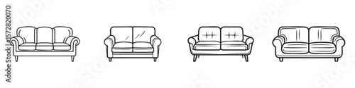 Sofa Design Variations Set. Home Decor And Interior Design Collection. Isolated Vector Illustration
