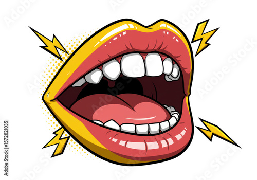 Wallpaper Mural Isolated Pop Art Mouth with Lightning Bolts Torontodigital.ca
