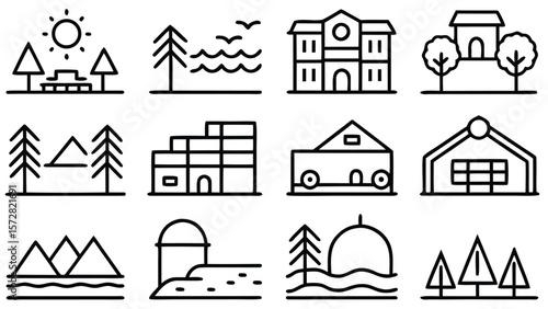 A curated collection of twenty distinct minimalist black and white line art illustrations perfect for graphic design projects and creative applications