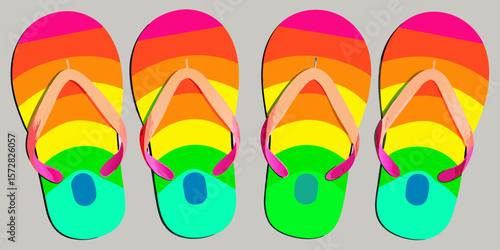 Colorful flip flops vector illustration for a vibrant beach summer fashion