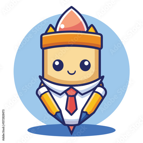 Cute pencil character in business attire