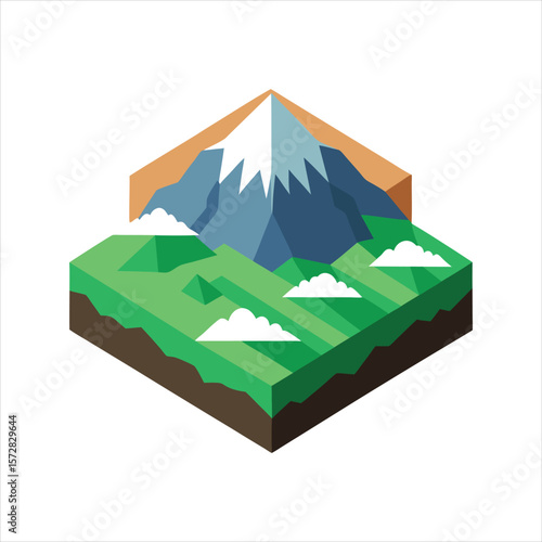 Isometric African Mountain Vector Design