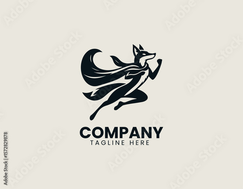 Dynamic Superhero Fox Leaping Heroic Animal Agile Power Vector Logo Design