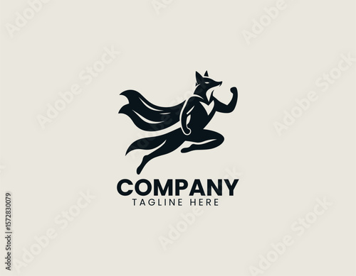 Dynamic Superhero Fox Leaping Heroic Animal Agile Power Vector Logo Design