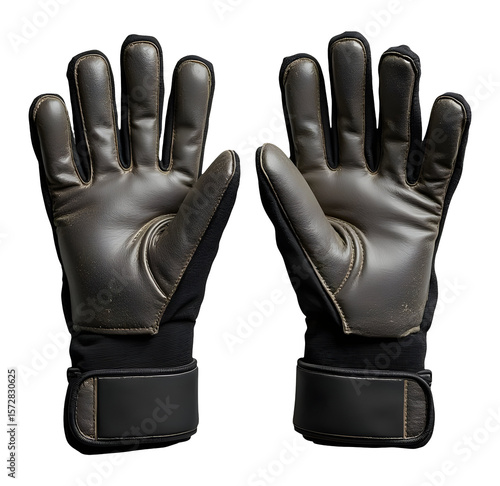 Dark black protective goalkeeper glove perfect for intense sport equipment and athletic