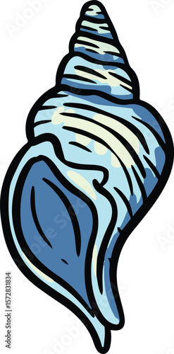 Hand drawn clipart illustration of seashell shell mollusc seaside shellfish 