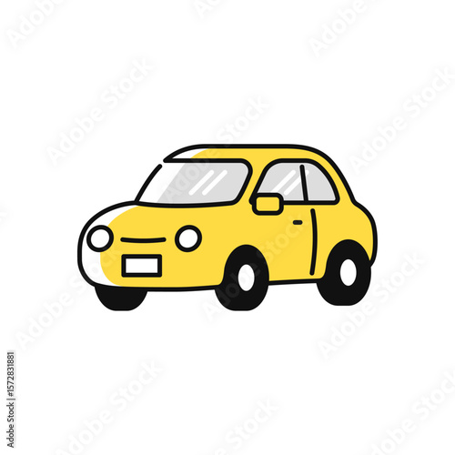 斜め前から見た自動車のシンプルなベクターアイコンイラスト素材