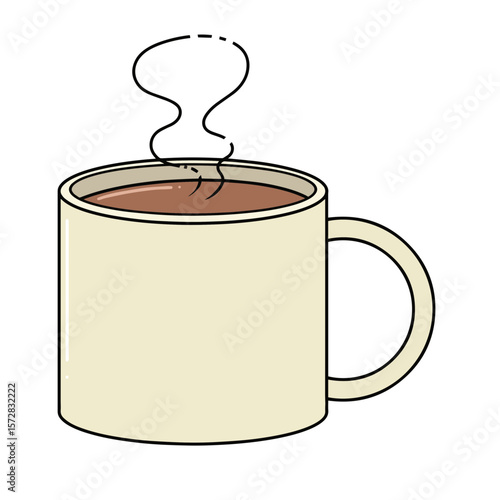 Minimalist Cartoon Coffee Cup with Steam Vector Illustration
