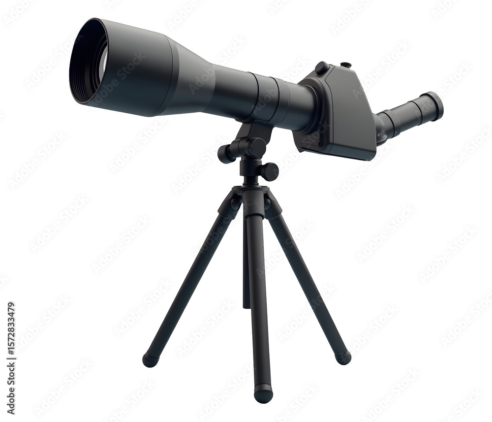 Dark observation telescope on tripod for distant viewing and detailed exploration Dark observation telescope on tripod for distant viewing and detailed exploration