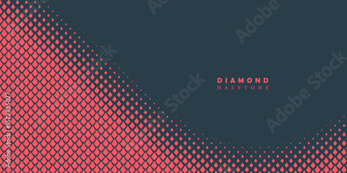 Geometric pattern of red diamonds on a black background. Seamless in one direction. Option with a short fade out.