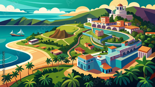 Very beautiful Aerial coastal view of coastal Puerto Rico