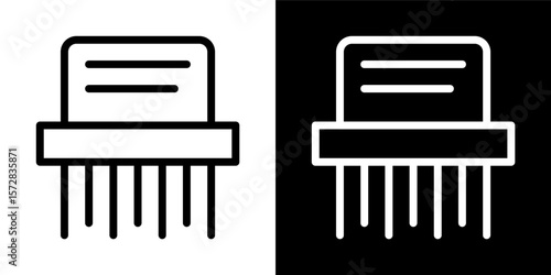 Paper Shredder Document Icon Black White Security Vector