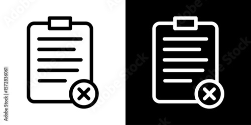 Clipboard Document Cross Mark Icon Error Form Denied Report Decline