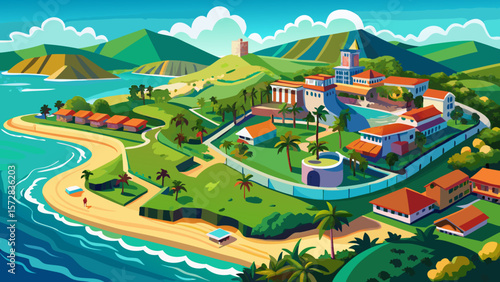 Very beautiful Aerial coastal view of coastal Puerto Rico