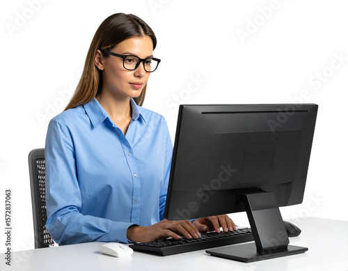Tech Professional Coding on Computer – Transparent