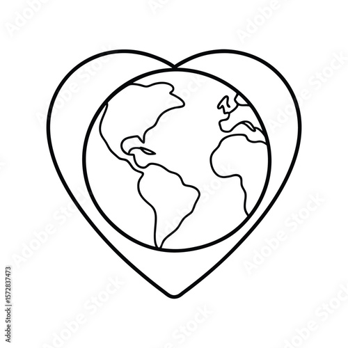 Earth inside a heart symbol, a symbol of love and care for our planet