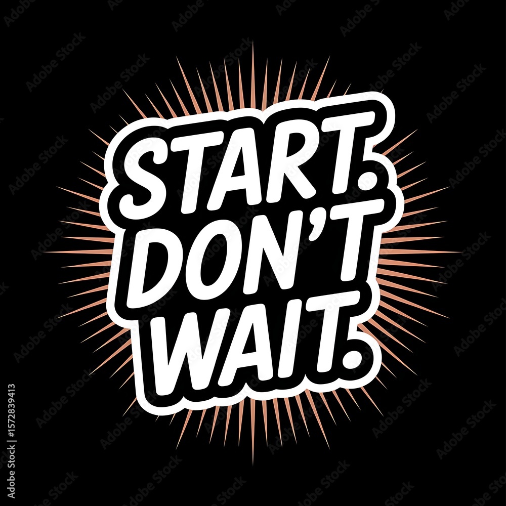 Fototapeta premium Start. Don’t Wait. — red “Start” button in spotlight, thick white outline
