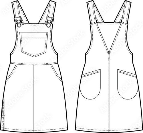 Women's Denim Pinafore Dress: Versatile Mini Overalls Skirt with Adjustable Straps and Pockets, Perfect for Casual Fashion and Everyday Style.