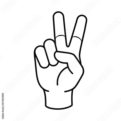 Hand gesture showing peace symbol, fingers up, victory, number two