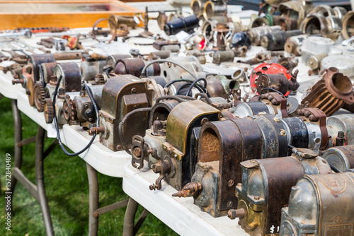 A collection of vintage car parts