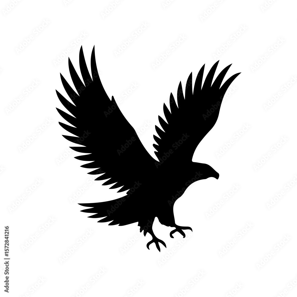 Obraz premium Black Eagle silhouette vector with white background