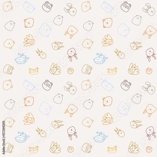 Wallpaper Mural seamless pattern with cute doodles animals Torontodigital.ca