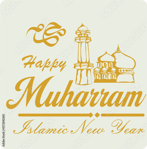 Happy Islamic New Year 1444. Happy Muharram Poster. Day of Ashura