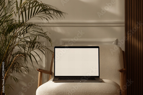 laptop mockup in the living room