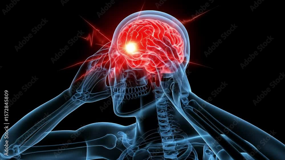 Animated Headache Pain Illustration: Intense Neurological Discomfort ...
