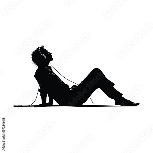 Silhouette of Woman Lying Down Relaxing