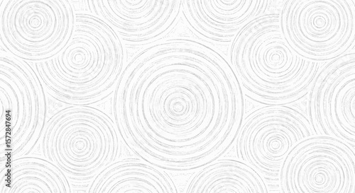 Seamless Pattern of Light Grey Concentric Circles and Interlocking Arcs