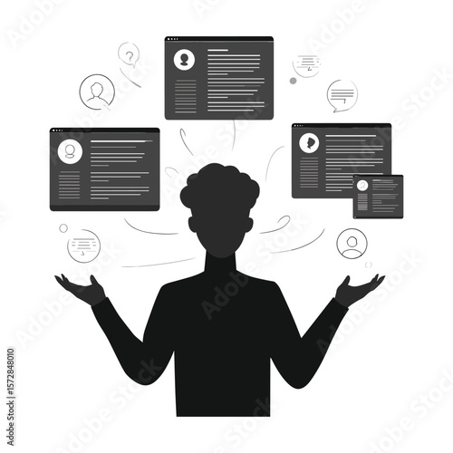 Woman Managing Multiple Dashboards Interface