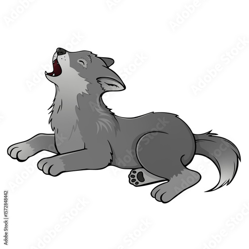 heulender Wolf Welpe liegend