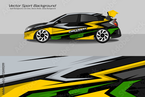 car body wrap livery decal sticker in color combinations design vector EPS 10