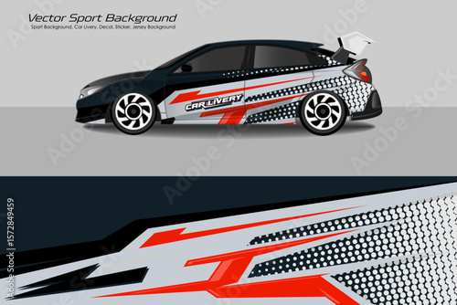 car body wrap livery decal sticker in color combinations design vector EPS 10